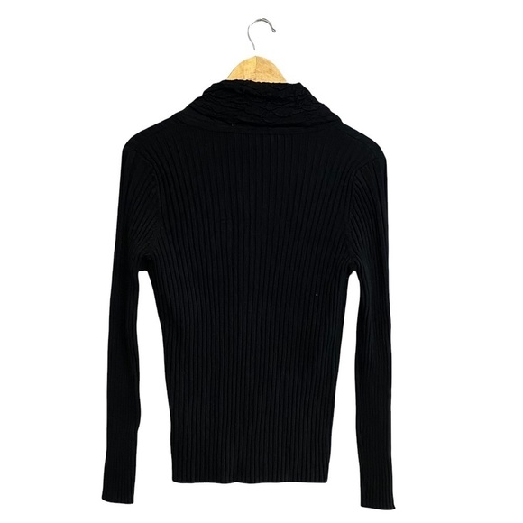 BELLDINI | Womens Black Front Zipper Ribbed Sweater Y2K 2000s Style Size XL Cute - Picture 5 of 7